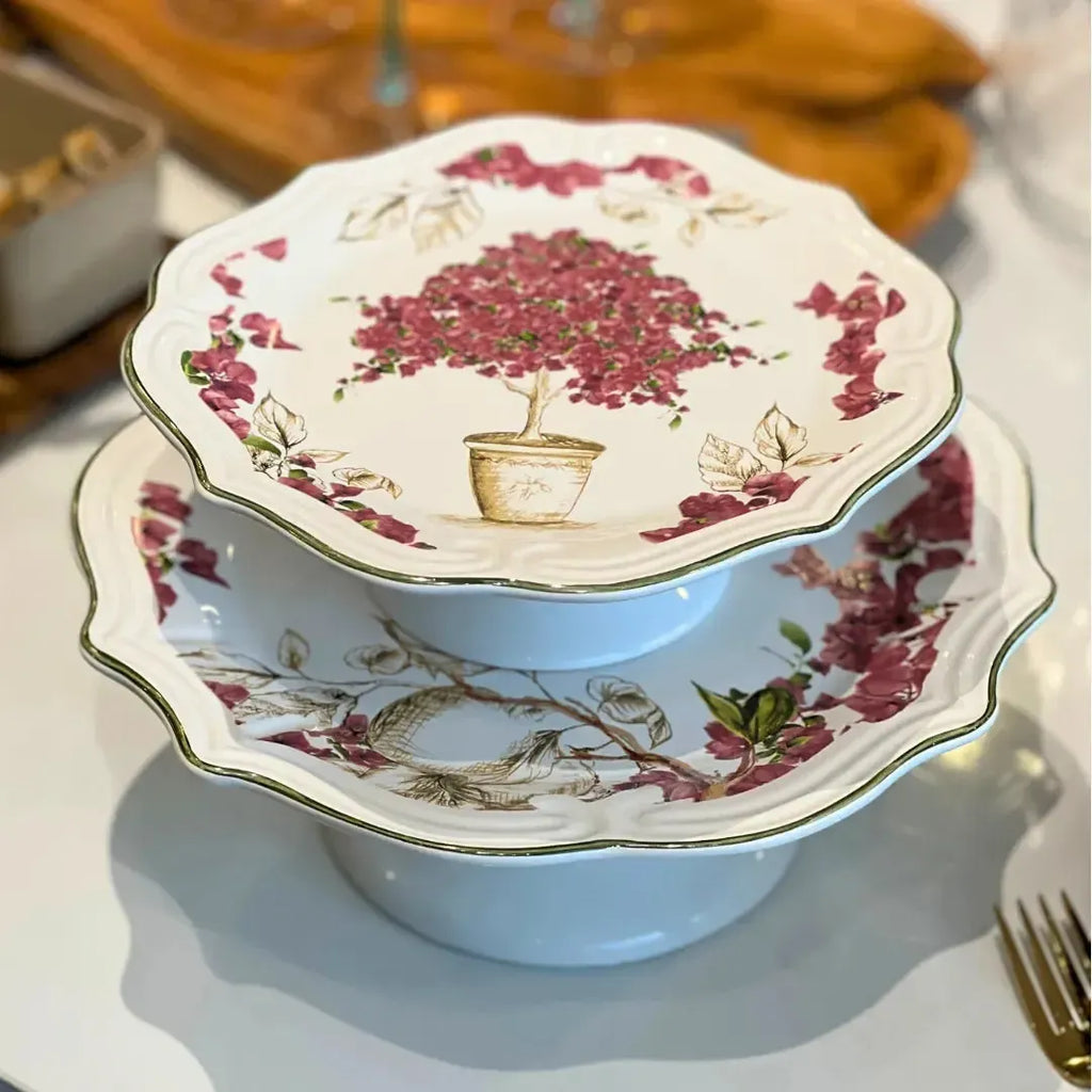 Porta Petit Four com Pé Cerâmica Imperial Scalla