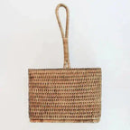 Porta Talheres/Temperos Quadrado em Rattan com Alça Bahali Grande