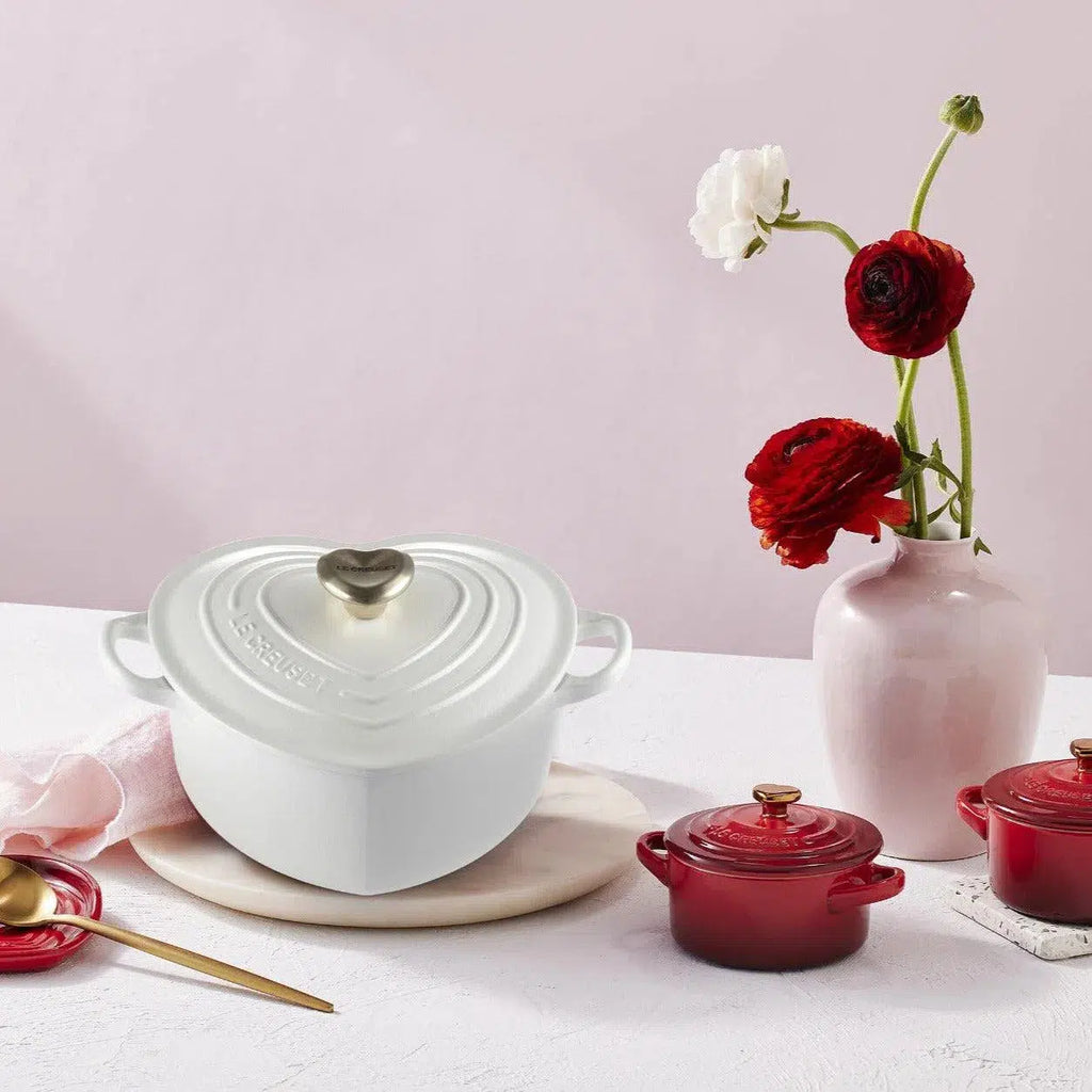 Panela Le Creuset Coração Cotton com Pegador Dourado 1,9L 20cm