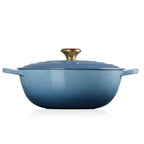 Panela Le Creuset Marmita Signature Chambray com Pegador Dourado 32cm
