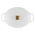 Panela Le Creuset Oval Signature Branca com Pegador Dourado 6,3L 31cm