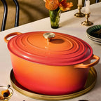Panela Le Creuset Oval Signature Flamme Dorée com Pegador Dourado 13,9L 40cm