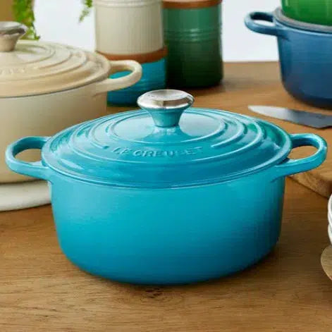 Panela Le Creuset Redonda Signature Azul Caribe 1,3L 16cm