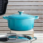 Panela Le Creuset Redonda Signature Azul Caribe 1,3L 16cm