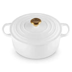 Panela Le Creuset Redonda Signature Branca com Pegador Dourado 4,2L 24cm