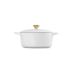 Panela Le Creuset Redonda Signature Branca com Pegador Dourado 4,2L 24cm