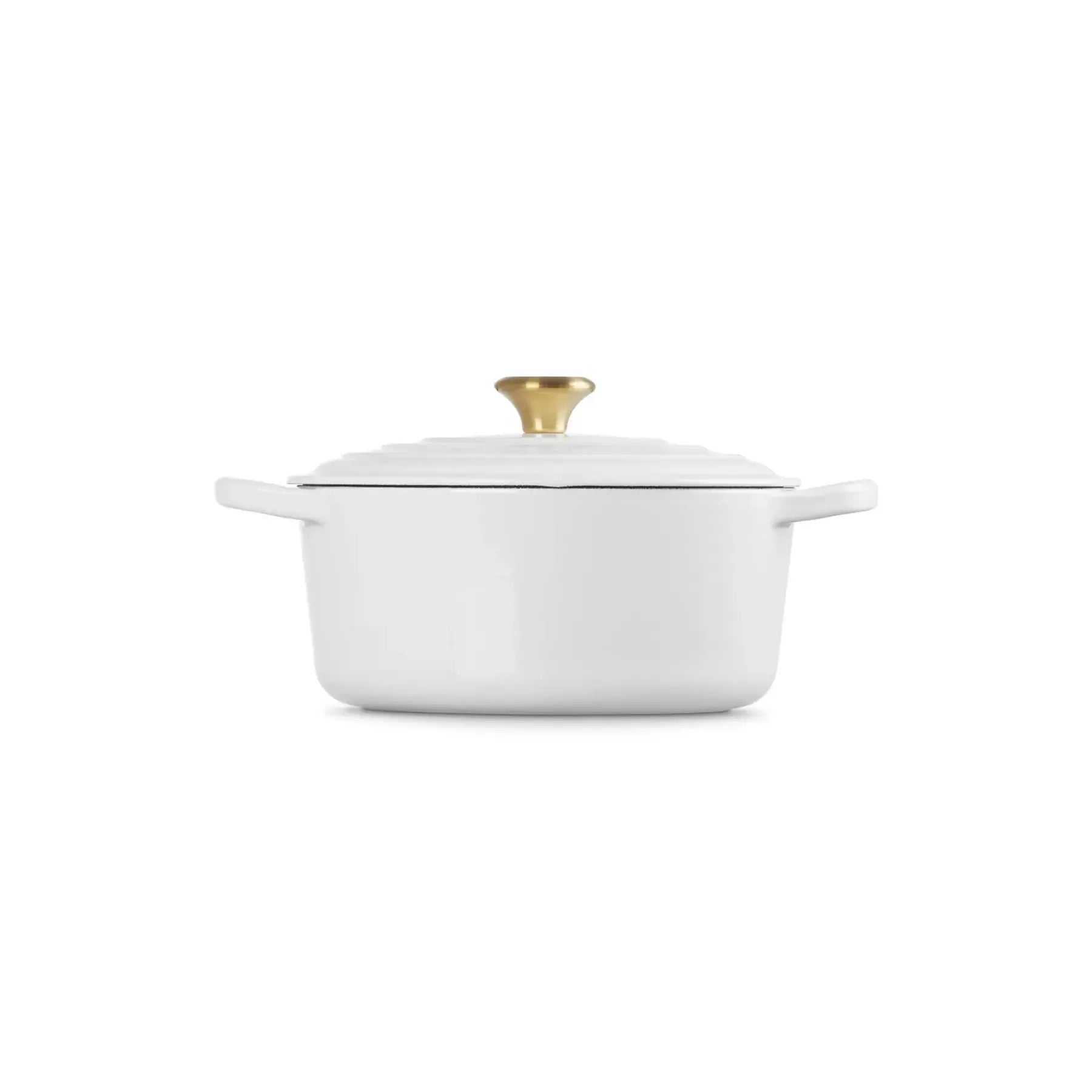 Panela Le Creuset Redonda Signature Branca com Pegador Dourado 4,2L 24cm