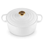 Panela Le Creuset Redonda Signature Branca com Pegador Dourado 4,2L 24cm