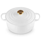 Panela Le Creuset Redonda Signature Branca com Pegador Dourado 4,2L 24cm