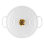Panela Le Creuset Redonda Signature Branca com Pegador Dourado 4,2L 24cm