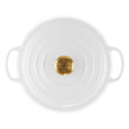 Panela Le Creuset Redonda Signature Branco com Pegador Dourado 2,4L 20cm