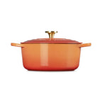 Panela Le Creuset Redonda Signature Flamme Dorée com Pegador Dourado 6,7L 28cm