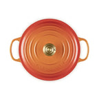 Panela Le Creuset Redonda Signature Flamme Dorée com Pegador Dourado 6,7L 28cm
