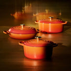 Panela Le Creuset Redonda Signature Flamme Dorée com Pegador Dourado 6,7L 28cm