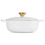 Panela Le Creuset Sauteuse Signature Branca com Pegador Dourado 24cm