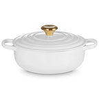 Panela Le Creuset Sauteuse Signature Branca com Pegador Dourado 24cm