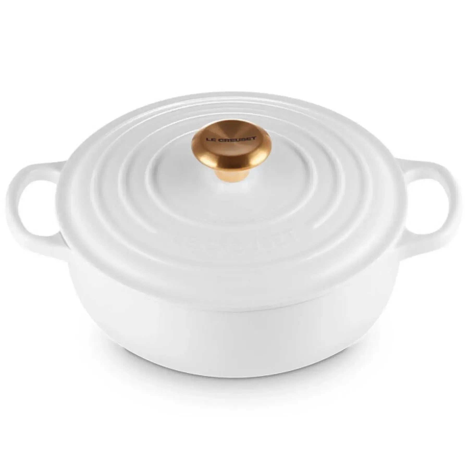 Panela Le Creuset Sauteuse Signature Branca com Pegador Dourado 24cm