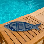 Petisqueira Grande Melamina Formato Peixe Azul 75,5x20,4x4cm