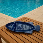 Petisqueira Média Melamina Formato Peixe Azul 39x13,6x4,2cm