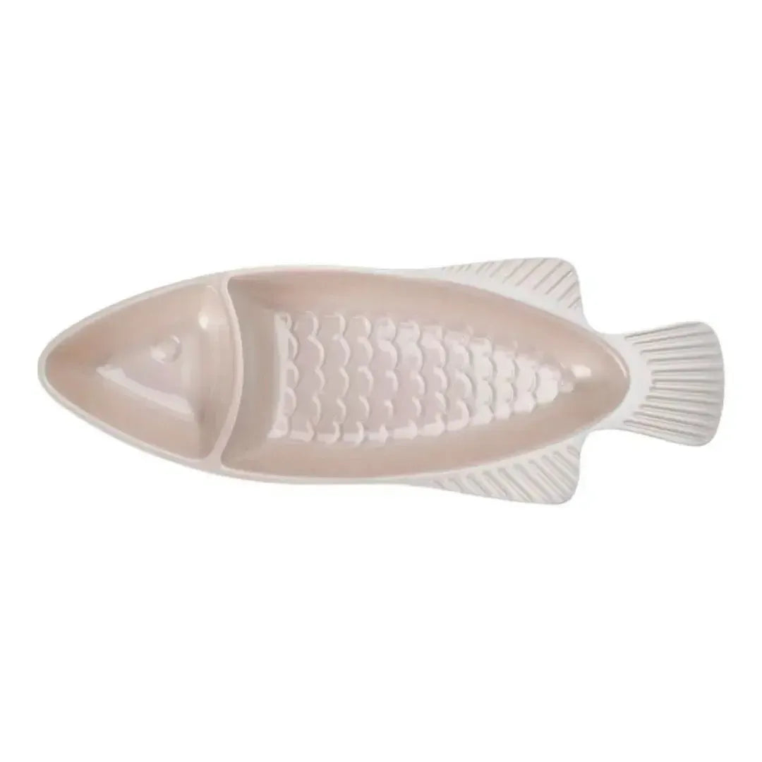 Petisqueira Média Melamina Formato Peixe Perola 39x13,6x4,2cm