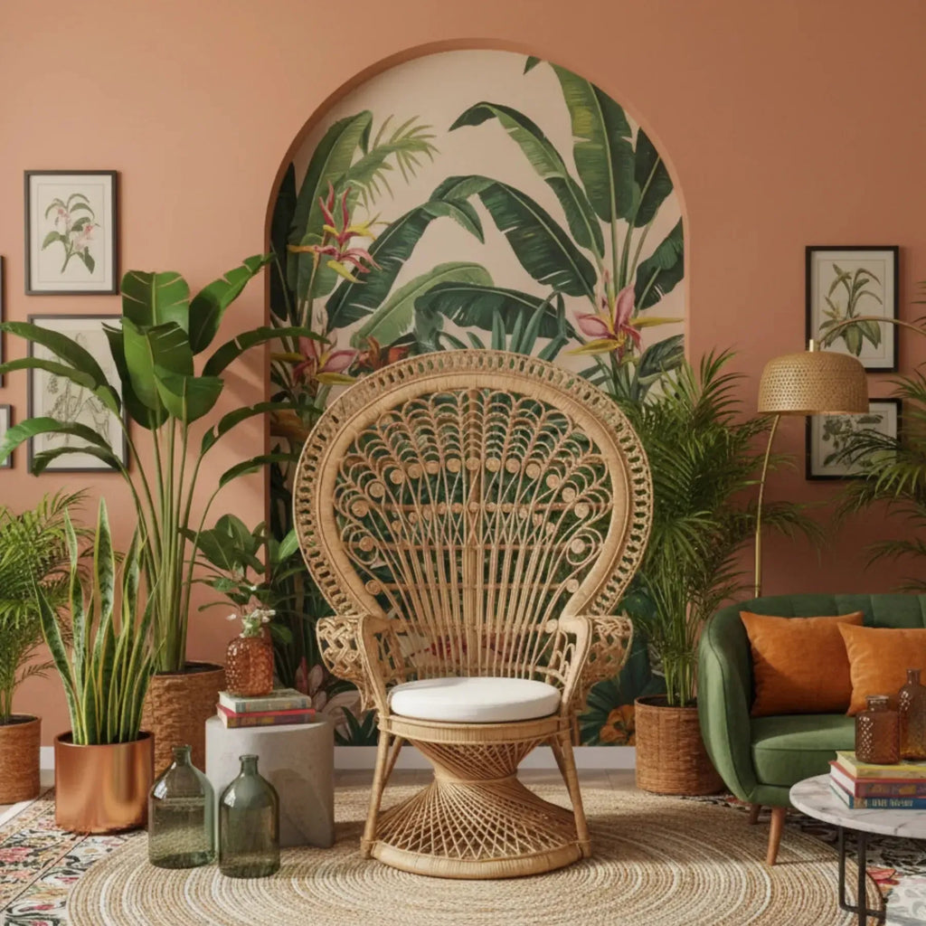 Poltrona Pavão Rattan Trançado Bahali 108x78x168cm
