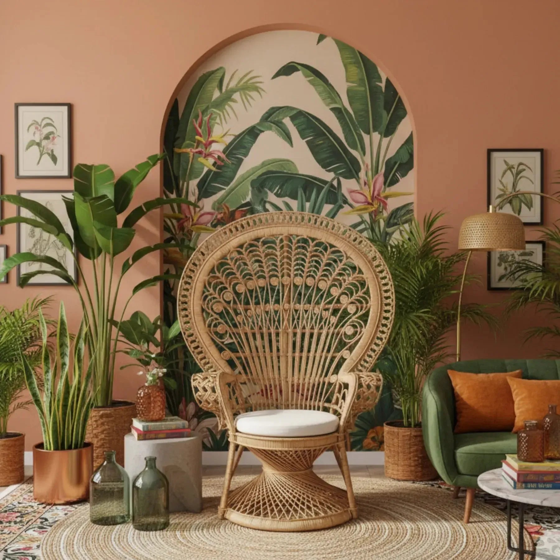 Poltrona Pavão Rattan Trançado Bahali 108x78x168cm