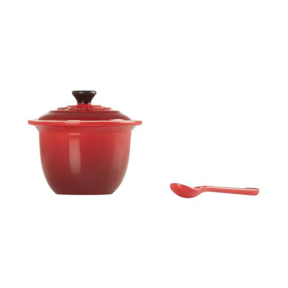 Porta Condimentos Com Colher Cerâmica Laranja Le Creuset