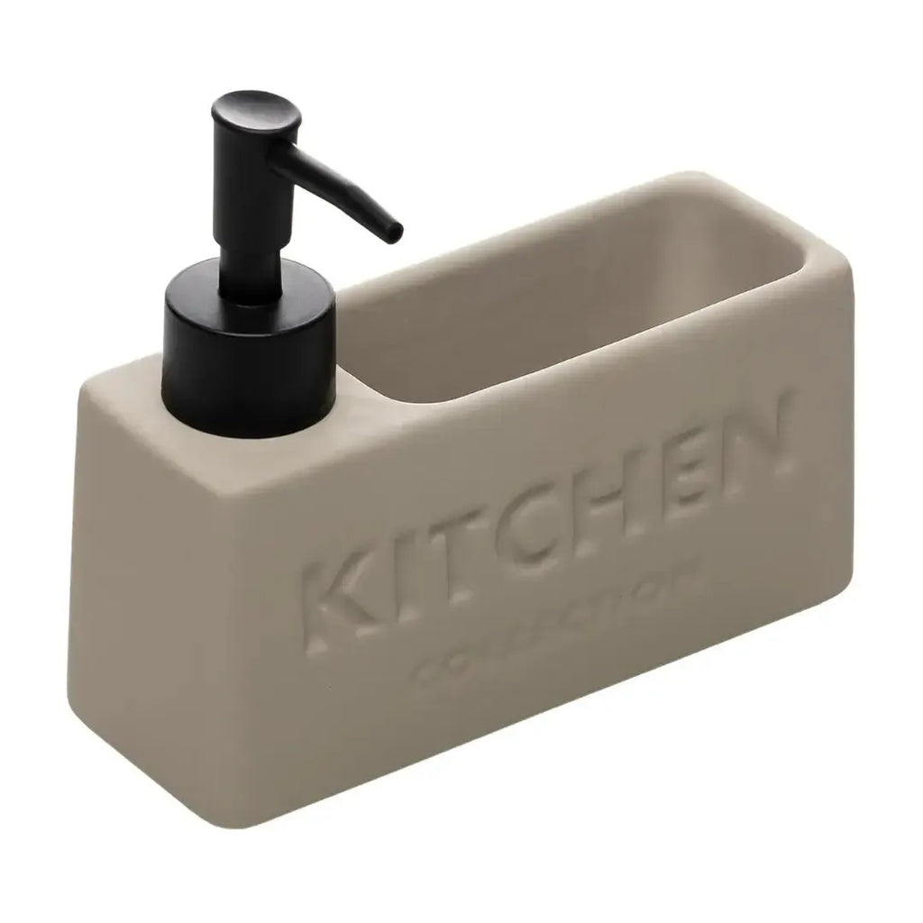 Porta Detergente Líquido com Suporte para Esponja Cerâmica Soft Touch Nude 380ml Wolff