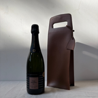 Porta Garrafa Simples Couro Ecológico Montana Preto Atelier