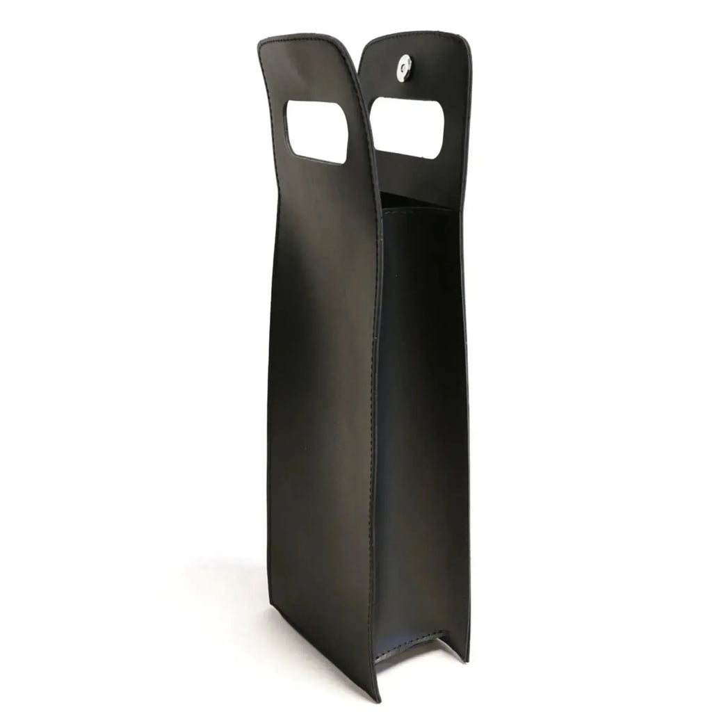 Porta Garrafa Simples Couro Ecológico Montana Preto Atelier