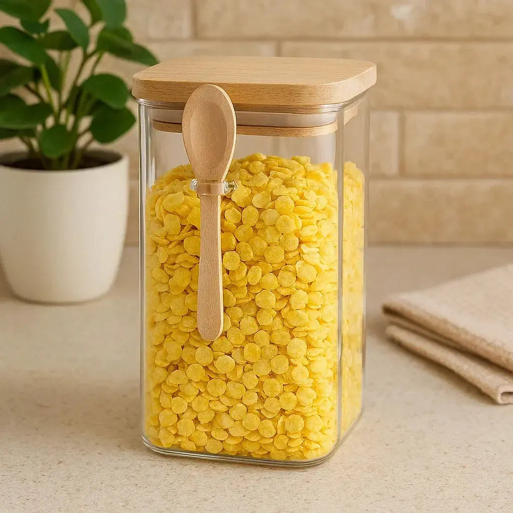 Porta Mantimentos em Vidro Borossilicato Tampa e Colher de Bambu 1,1l Dynasty