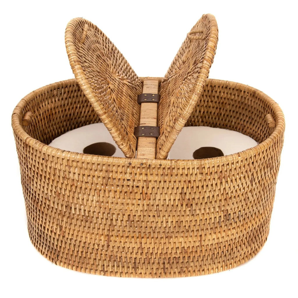 Porta Papel Higiênico Oval em Rattan Bahali 30x20x18cm