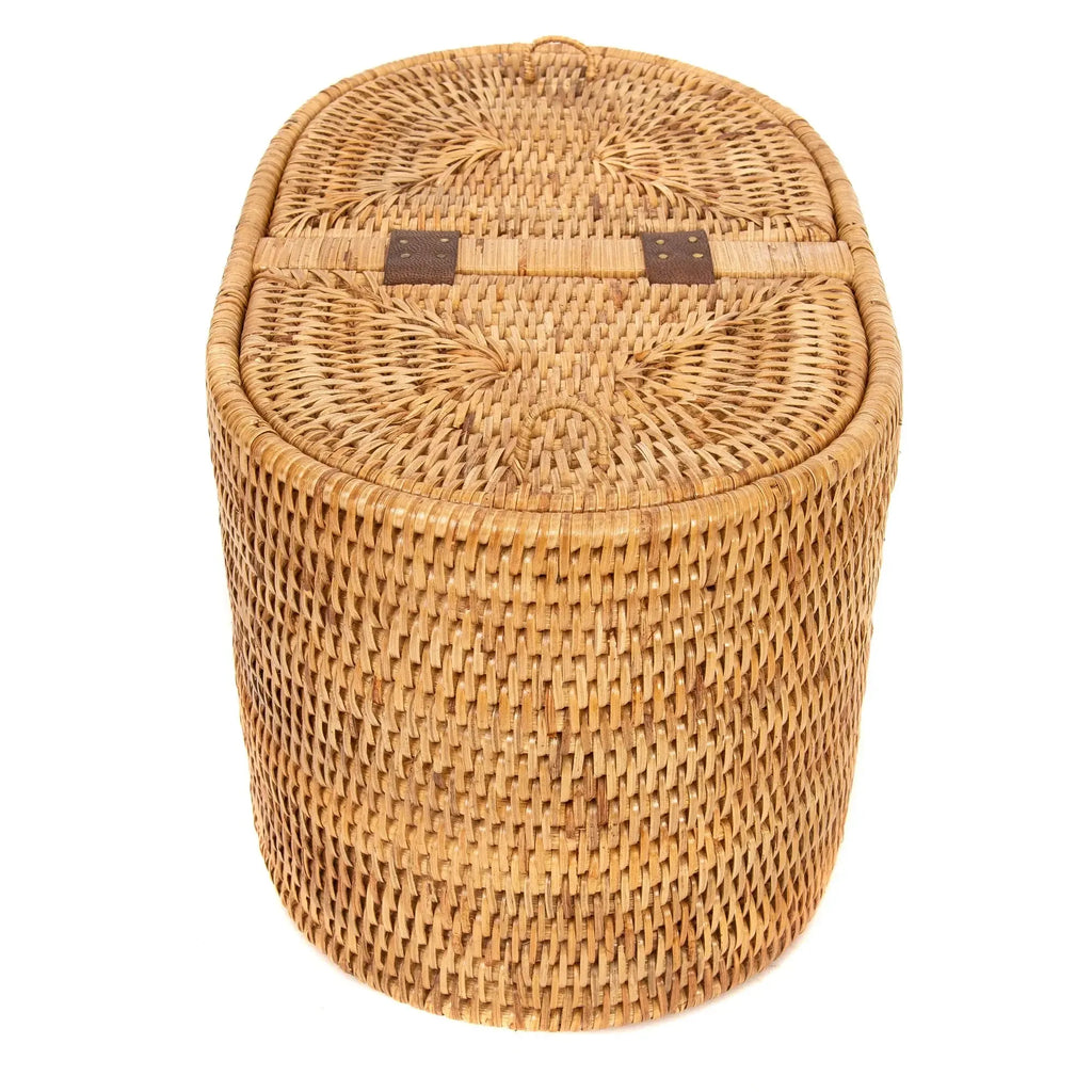 Porta Papel Higiênico Oval em Rattan Bahali 30x20x18cm