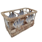 Porta Talheres Fibra Natural Peixes 12,5x12,5x22,5cm
