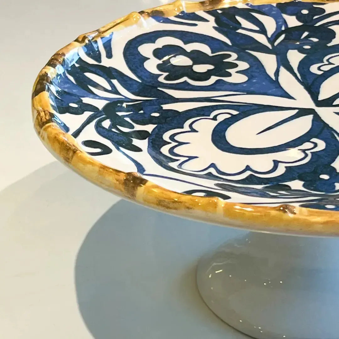 Porta Torta Cerâmica Dolce Mare Azulejo Português Vermelho 14x33cm Maison Blanche