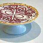 Porta Torta Cerâmica Dolce Mare Azulejo Português Vermelho 14x33cm Maison Blanche