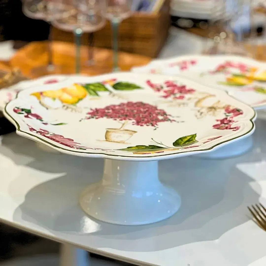Porta Torta com Pé Cerâmica Imperial Scalla