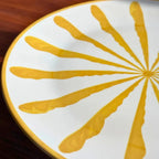 Porta Torta com Pé Cerâmica Piuma Amarelo Scalla