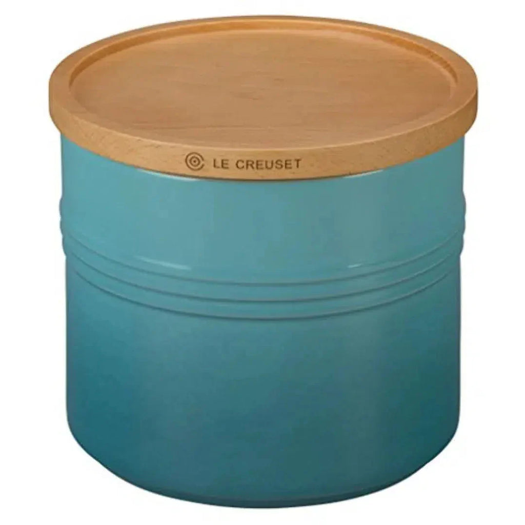 Pote Cerâmica com Tampa de Madeira Scandinavia Azul Caribe 420ml Le Creuset
