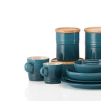 Pote Cerâmica com Tampa de Madeira Scandinavia Azul Caribe 420ml Le Creuset