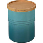 Pote Cerâmica com Tampa de Madeira Scandinavia Azul Caribe 420ml Le Creuset