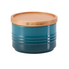 Pote Cerâmica com Tampa de Madeira Scandinavia Azul Caribe 420ml Le Creuset