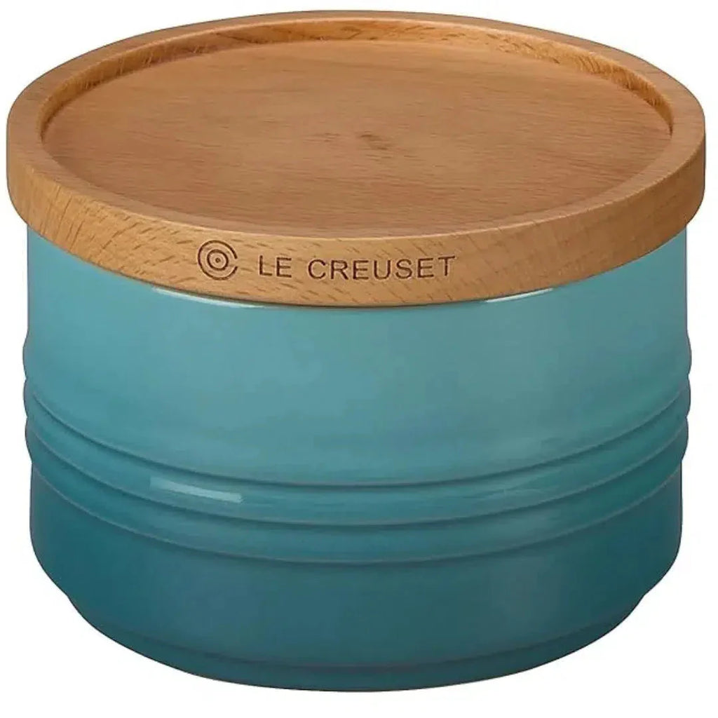 Pote Cerâmica com Tampa de Madeira Scandinavia Azul Caribe 420ml Le Creuset