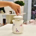 Pote Porcelana Com Tampa Borboleta 660ml