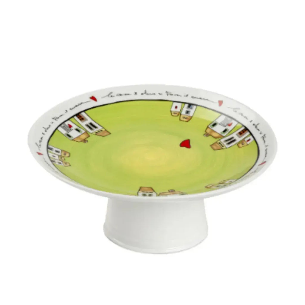 Prato Bolo com Pé Verde 19x9cm Le Casette Egan
