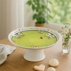 Prato Bolo com Pé Verde 19x9cm Le Casette Egan