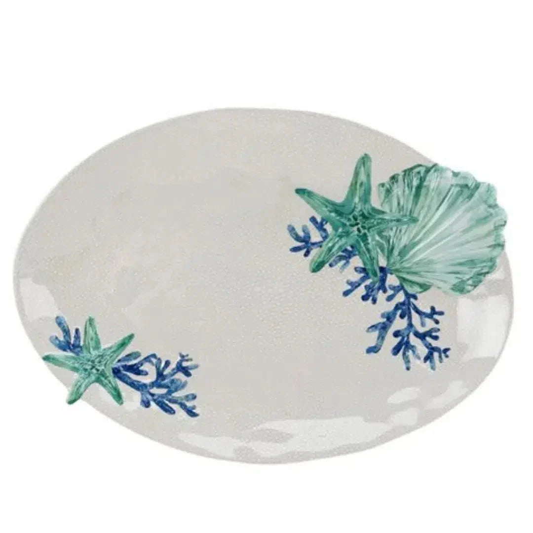 Prato Oval Melamina Desenho Estrela do Mar 43x30,5x4cm