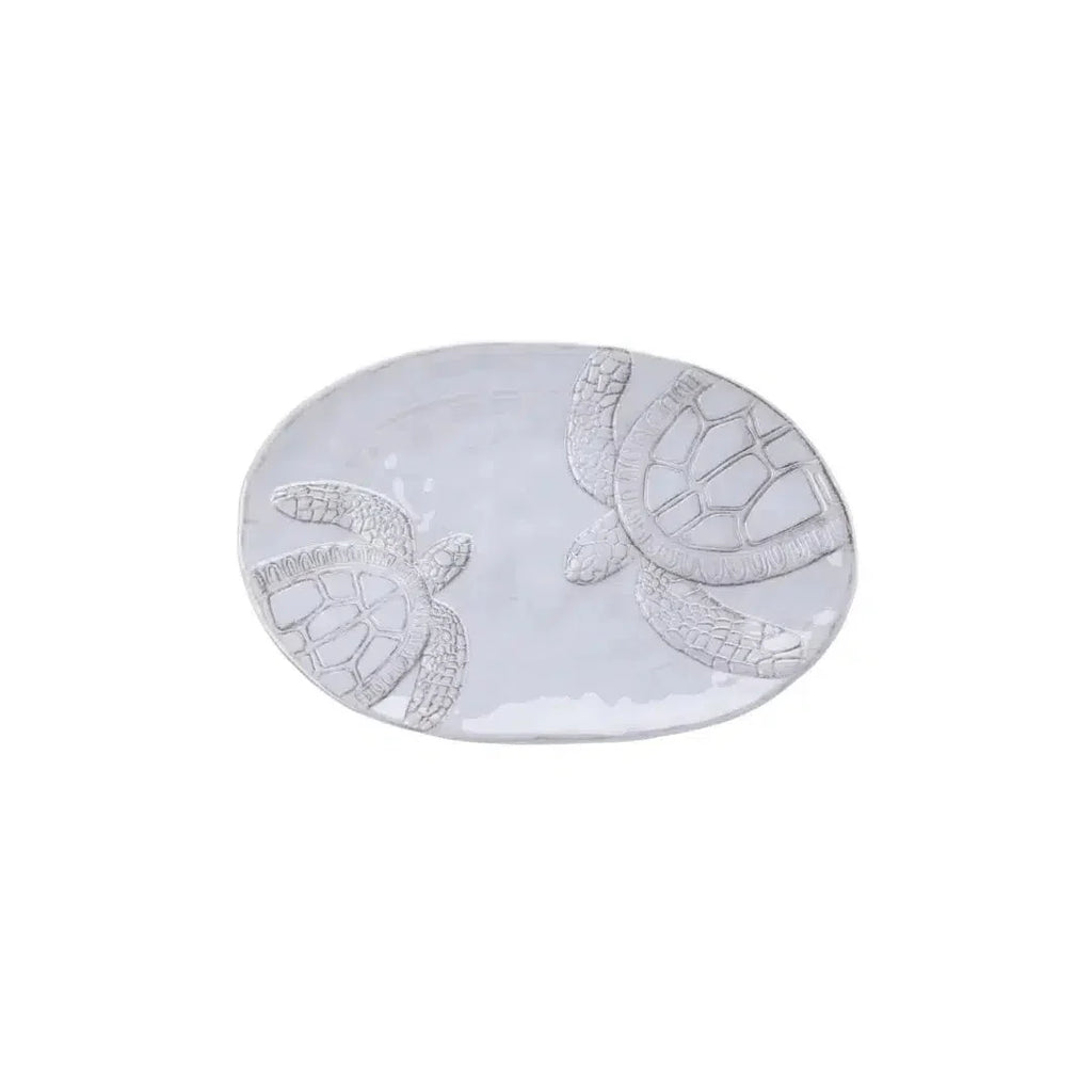 Prato Oval Melamina Detalhe Tartarugas Verde 43,5x28,5x3,5cm