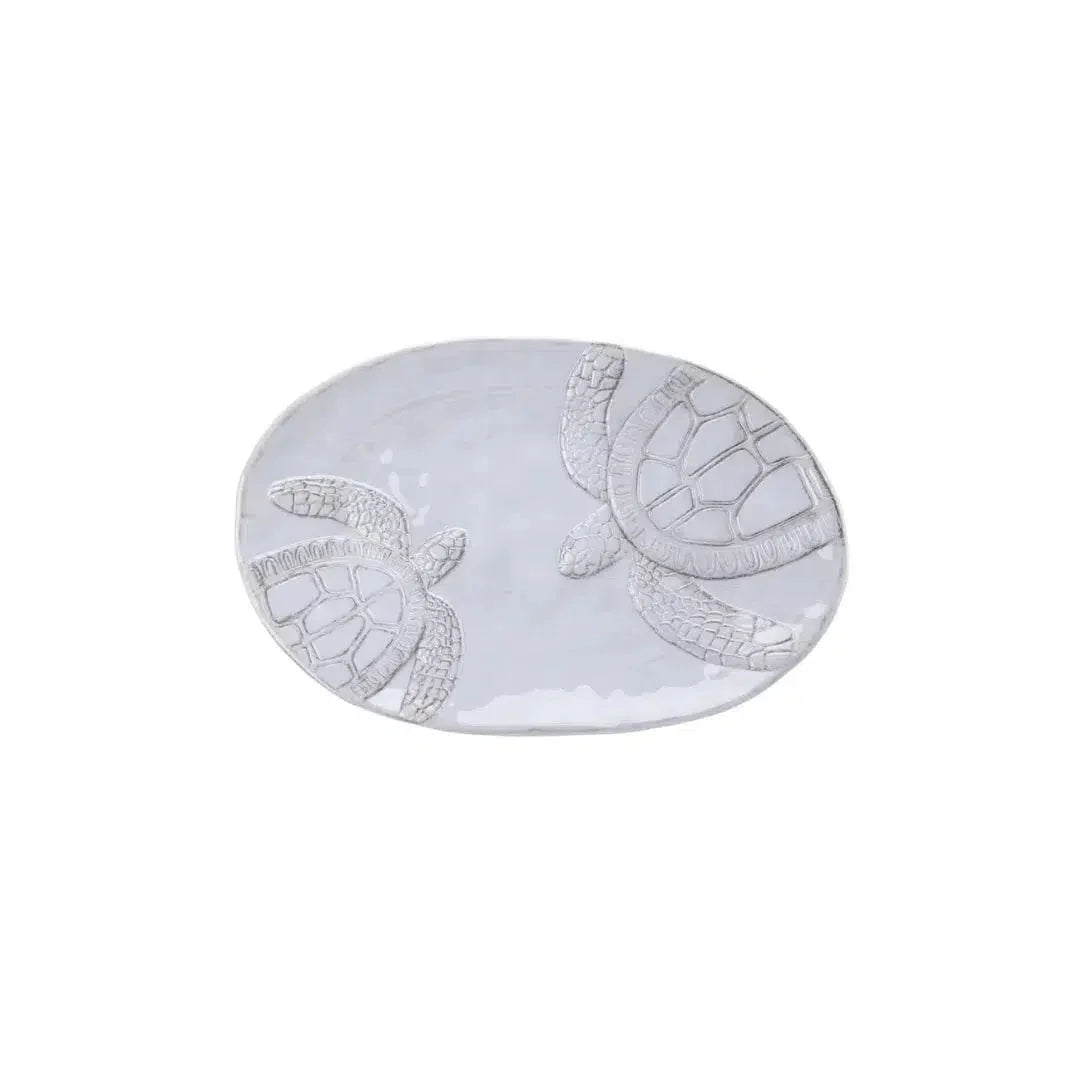 Prato Oval Melamina Detalhe Tartarugas Verde 43,5x28,5x3,5cm