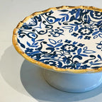 Prato de Bolo Cerâmica Dolce Mare Azulejo Português Vermelho 11x27,5cm Maison Blanche